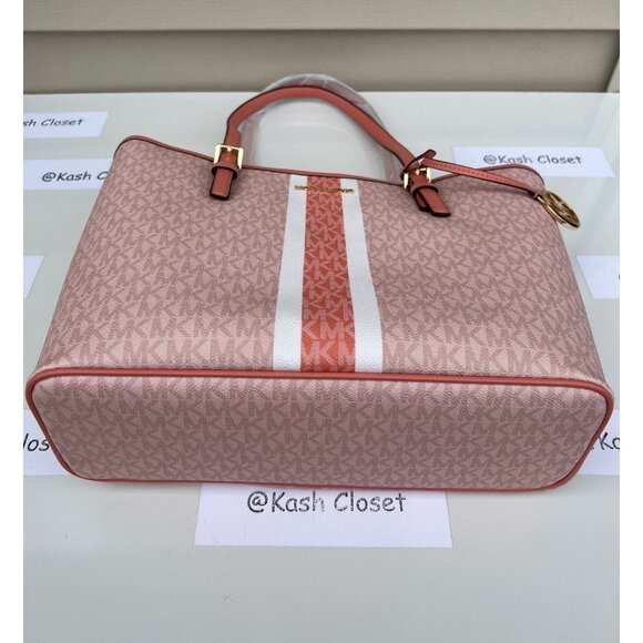 Michael Kors carryall tote bag medium jet set travel purse MK logo sherbert mult - Picture 6 of 12